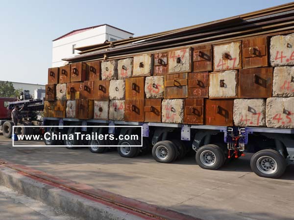 Modular Trailer customer inspecting and loading test, www.chinatrailers.com